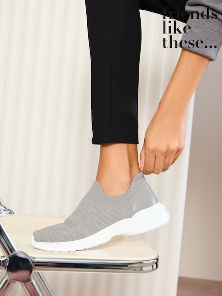 Серый - Friends Like These Flat Slip On Knitted Comfort Sports Trainers (AM0224) | €46