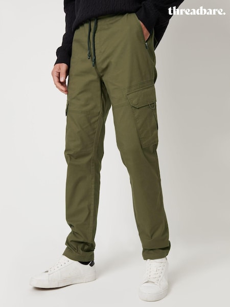 Threadbare Green Cotton Drawcord Cargo Trousers With Stretch (AM0255) | 168 QAR