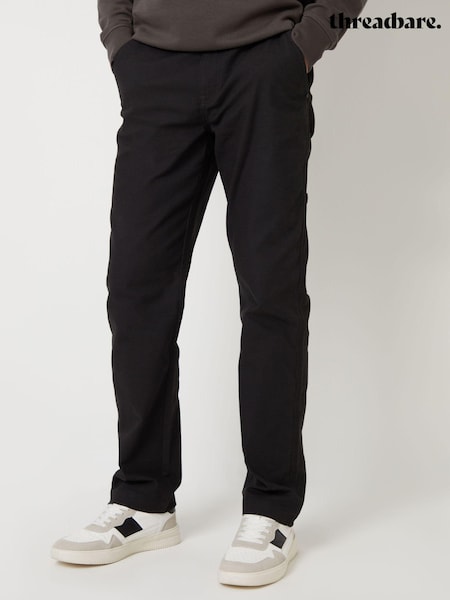 Черный - Threadbare Cotton Straight Leg Chino Cargo Trousers With Stretch (AM0256) | €22