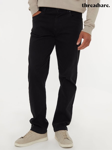 Negru - Blugi drepți din material stretch Threadbare (AM0259) | 223 LEI