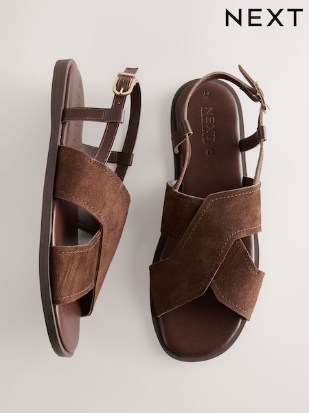 עור חום שוקולד - Forever Comfort® Stitched Slingback Sandals (AM0432) | ‏83‏₪