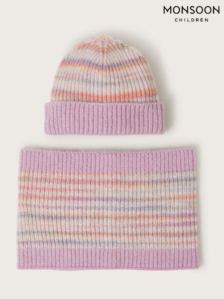 Monsoon Pink Space Dye Winter Knit Beanie and Snood Set (AM0486) | AED170 - AED178