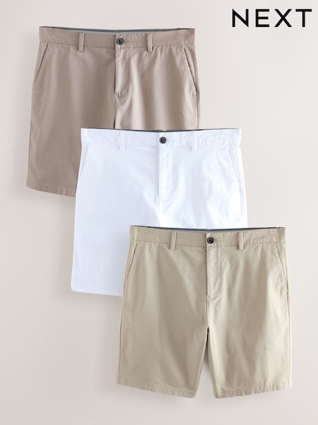 Neutral Slim Fit Stretch Chinos Shorts 3 Pack (AM0617) | € 84