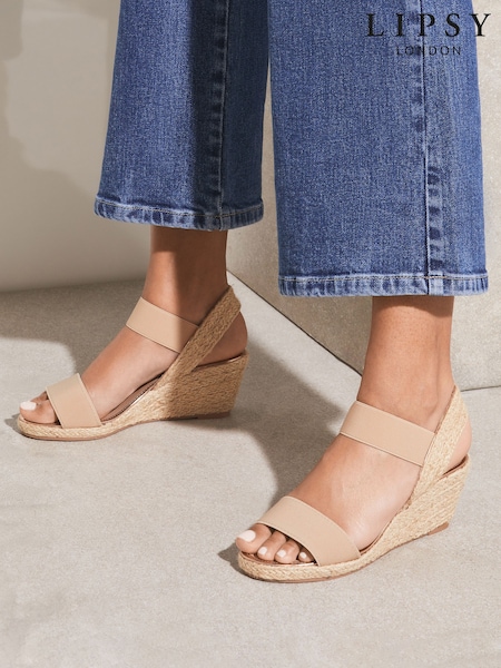 Nude - Espadrile Sandale cu talpă ortopdică joasă și elastic Lipsy (AM0624) | 313 LEI