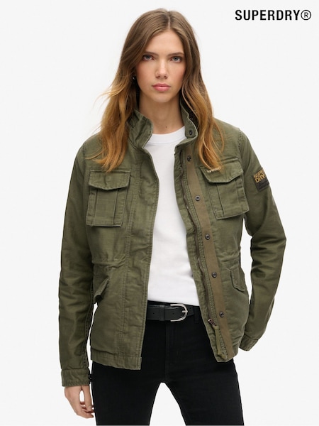 Superdry Green 100% Cotton Embellished Classic M65 Jacket (AM0665) | €107