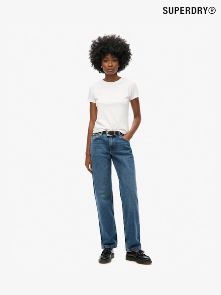 Superdry Blue Chrome Mid Rise Straight Leg 100% Cotton Jeans (AM0670) | €99