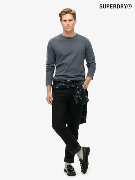 Superdry Blue 100% Cotton Essential Logo Long Sleeve Top (AM0676) | €39
