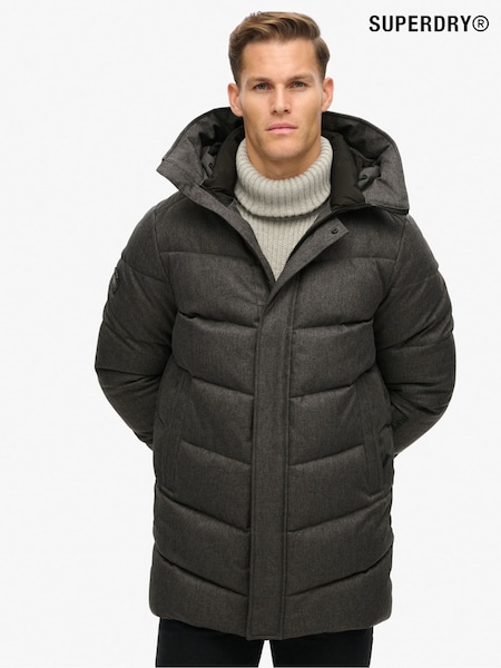 Superdry Black City Chevron Padded Parka Coat (AM0677) | €227