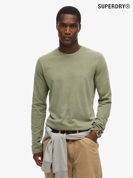 Superdry Light Khaki 100% Cotton Essential Logo Long Sleeve Top (AM0678) | €39