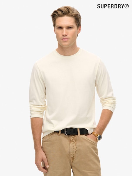 Superdry Off White 100% Cotton Essential Logo Long Sleeve Top (AM0688) | €39