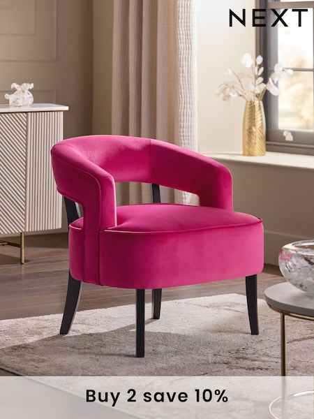Soft Velvet Fuchsia Pink Remi Wood Accent Chair (AM0731) | €245