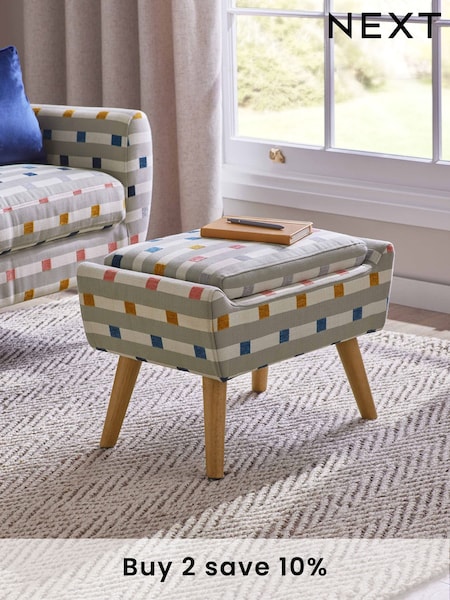 Chunky Stripe Geo Grey Wilson Storage Footstool (AM0745) | €205