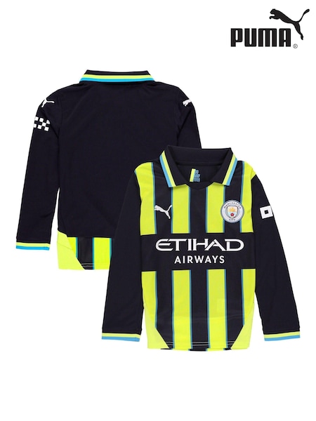 Puma Blue Manchester City Away Shirt 2024-25 Long Sleeve Kids (AM0802) | €43