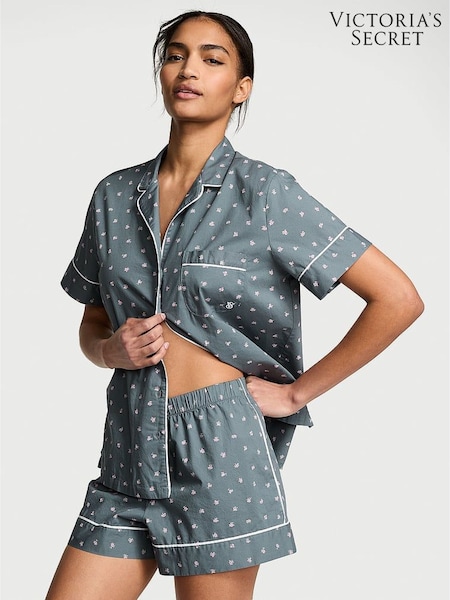 Victoria's Secret Steel Grey Flowers Cotton Short Pyjama Set (AM0866) | €52