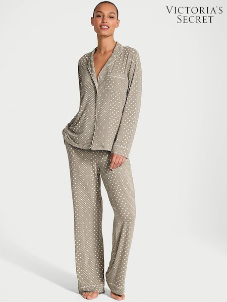 Victoria's Secret Turtle Dove Grey Dots Modal Long Pyjama Set (AM0908) | €68