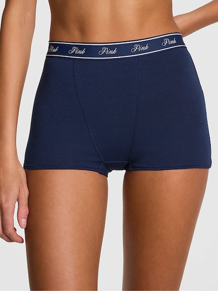 Victoria's Secret PINK Midnight Navy Blue High Waist Cotton Logo Knickers (AM0912) | €10.50
