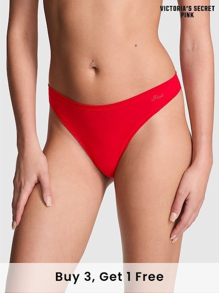 Victoria's Secret PINK Vermillion Red Thong Cotton Knickers (AM0920) | €10.50