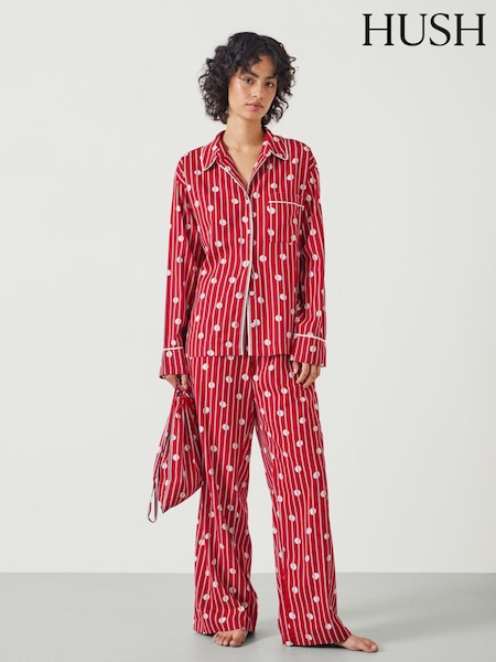 Hush Red Luella Cotton Viscose Stripe Polka Dot 100% Cotton Pyjamas Set (AM0961) | €47.50