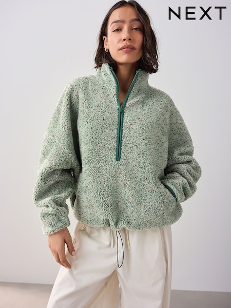 Petrolblau - Teddy Borg Quarterzip Fleece Sweatshirt (AM0983) | 51 €