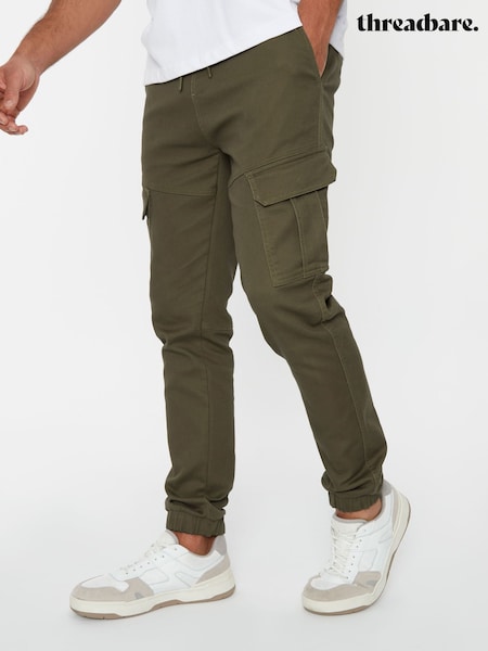 Threadbare khaki Green Cotton Blend Cuffed Cargo Pocket Trousers (AM1008) | €50