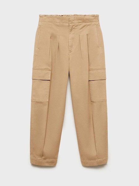 Mango Cream Pleated Cargo Trousers (AM1044) | €35