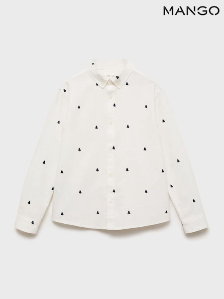 Mango Cream 100% Cotton Embroidered Detail Shirt (AM1050) | €25