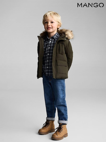 Mango Khaki Green Fleece-Lined Quilted Anorak (AM1098) | €25