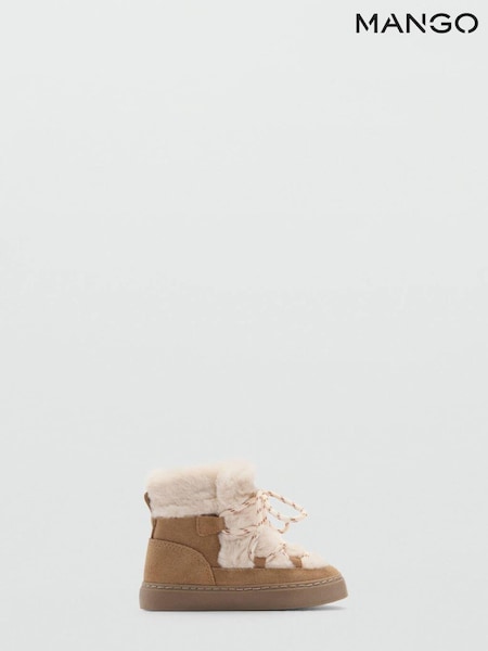 Mango Brown Faux Fur Leather Ankle Boots (AM1138) | €26