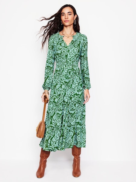 Boden Green Petite Smock Tiered Jersey Midi Dress (AM1283) | €61