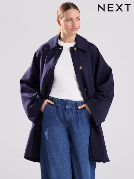 כחול כהה - Cape Trench Coat (AM1297) | ‏227‏₪