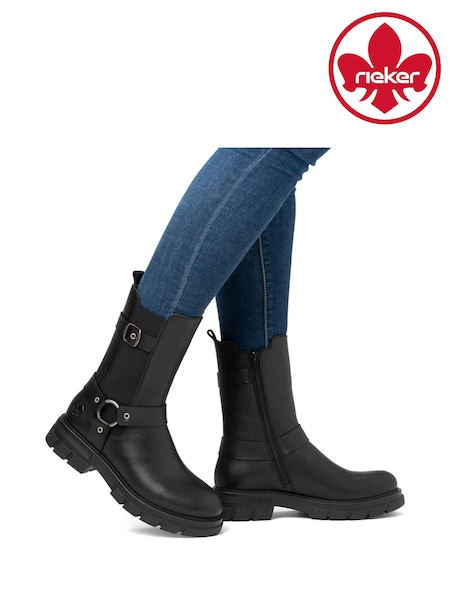 Rieker Womens Biker Chelsea Black Boots (AM1315) | €79