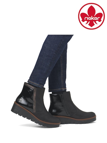 Rieker Womens Wedge Ankle Black Boots (AM1319) | 161 QAR