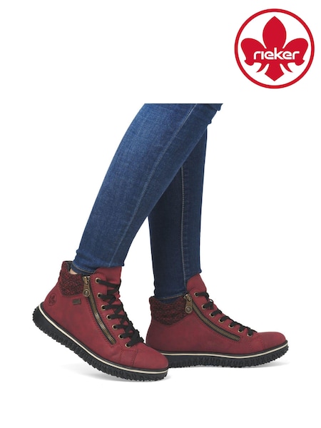 Roșu - Cizme de gleznă casual pentru femei Rieker (AM1330) | 322 LEI