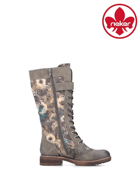 Rieker Womens Grey Knee Length Printed Boots (AM1332) | 375 LEI