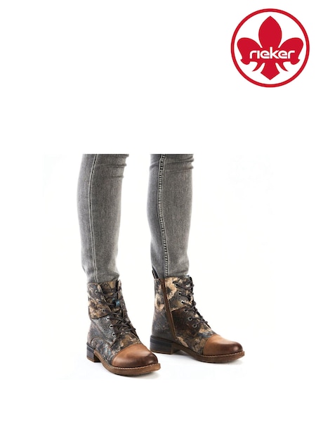 Rieker Womens Natural Printed Ankle Boots (AM1333) | 333 LEI