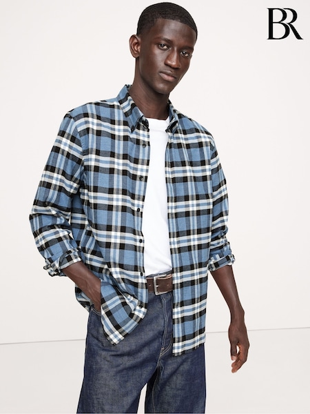 Banana Republic Blue Cotton Flannel Long Sleeve Shirt (AM1340) | €48