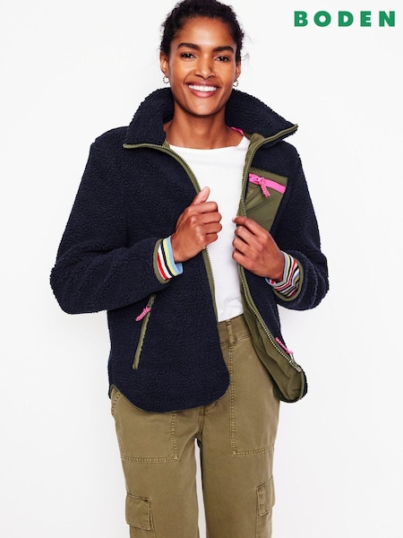 Boden Blue Truro Borg Fleece Jacket (AM1355) | €102
