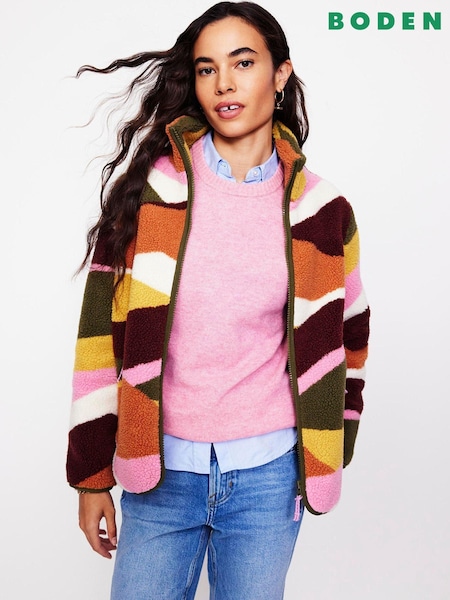 Boden Pink Truro Borg Fleece Jacket (AM1360) | AZN 326
