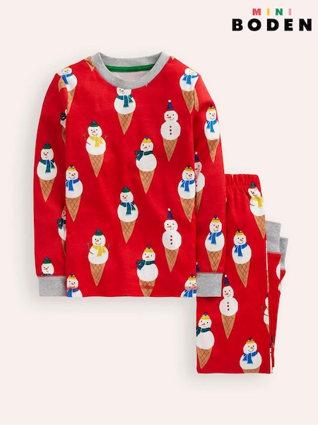 Boden Red Snug Festive Glow-In-The-Dark 100% Cotton Pyjamas (AM1369) | AED78 - AED93