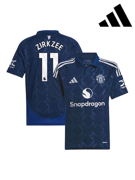 adidas Blue Kids Manchester United EPL Away Shirt 2024-25 with Zirkzee 11 Printing (AM1535) | €46