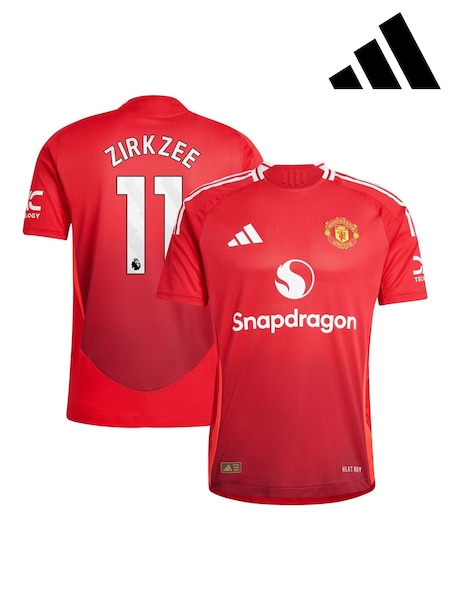 adidas Red Manchester United EPL Home Authentic Shirt 2024-25 With Zirkzee 11 Printing (AM1636) | LEI 651