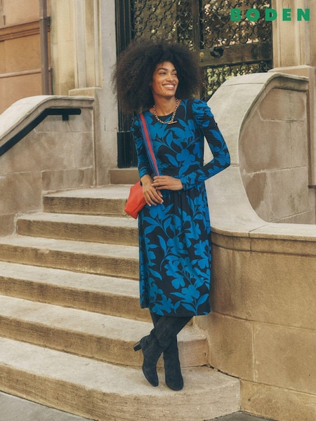 Boden Blue Puff Sleeve Blouson Dress (AM1693) | €54