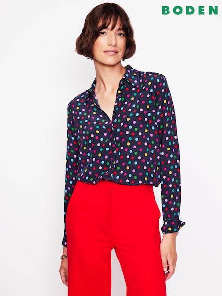 Boden Blue Sienna Silk Shirt (AM1713) | AED407