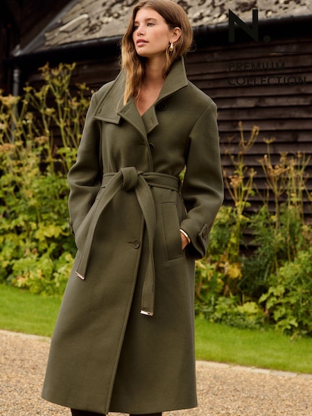 Khaki Green N.Premium Funnel Coat (AM1734) | €132