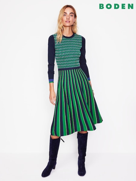 Boden Green Maria Jacquard Knitted Dress (AM1740) | €83