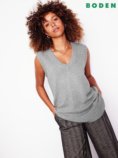 Boden Grey Longline V-Neck Tank Top (AM1741) | 161 QAR