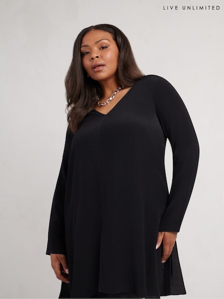Live Unlimited Black Curve Long Sleeve Split Front Tunic (AM1820) | €63