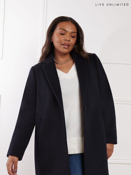 Live Unlimited Blue Wool Blend Short tailored Coat (AM1826) | €256