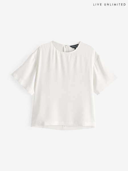 Live Unlimited White Curve Woven Crepe Elevated T-Shirt (AM1827) | €37