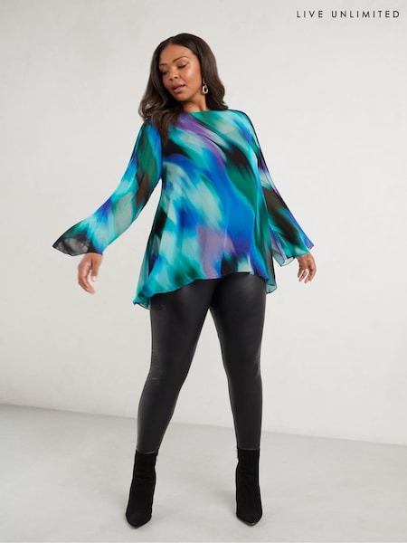 Live Unlimited Blue Curve Abstract Print Blouse (AM1831) | €55